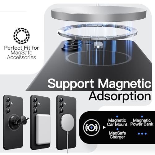 Image of JETech Magnetic Slim Cover Case for Samsung Galaxy S25 FE, Compatible with MagSafe, Camera Lens Full Protection, Ultra-Thin Lightweight Matte Finish Minimalist Phone Cover (Black)