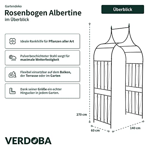 Rosenbogen Metall Verdobа in Schwarz für den Garten