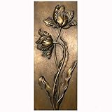EvruCexul Vintage Floral Wall Sculpture, Antique Bronze Resin Wall Art with Ornate Botanical Design, Decorative Wall Plaque for Elegant Home Décor (Tulip)