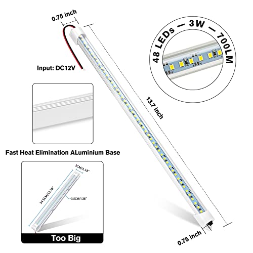 Paulinn Led Light Bar, 12V Cold White 6000K Interior Led Light Bar With On/Off Switch For Rv Camper Van Trailer Car Cargo, Slim Under Cabinet Lights, 4 Packs #TOP3