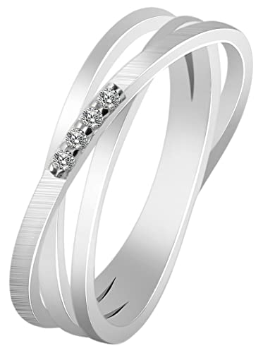 Akzent Amy Damen-Ring Damenschmuck 925/- Echt Silber rhodiniert Zirkonia 5330044 (60)