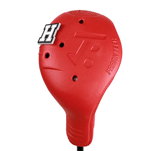 FRANKTECH Snap-On Golf Club Covers for Right-Handed Golf Clubs, Easy On Off in 1 Second, Fits 460cc Drivers, Washable EVA Plastic with Shaft Lock, DIY Pins for Customization (Red Hybrid Cover)