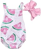 illikkuyax Baby Girl One Piece Outfits Newborn Bodysuit Sleeveless Romper Watermelon Print Backless