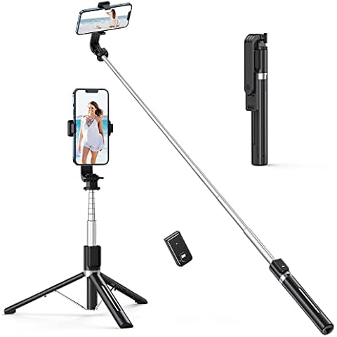 ATUMTEK Perche Selfie, 49" Perche à Selfie Trépied Stable avec Télécommande Bluetooth Détachable Cover