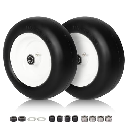11x4.00-5 Lawn Mower Tire Flat Free, Zero Turn Mower Front Tires, 11x4-5 Solid Mower Wheel for Residential and Commercial, 3/4