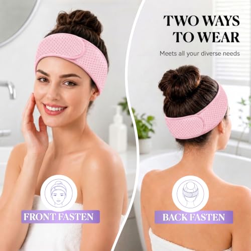 2Pcs Spa Headband for Washing Face – Terry Cloth Headbands for Women, Face Wash Headband, Adjustable & Washable Hair Band, for Makeup, Face Mask, Shower, Facials, Keep Hair from Getting Wet (S-M) - Image 8
