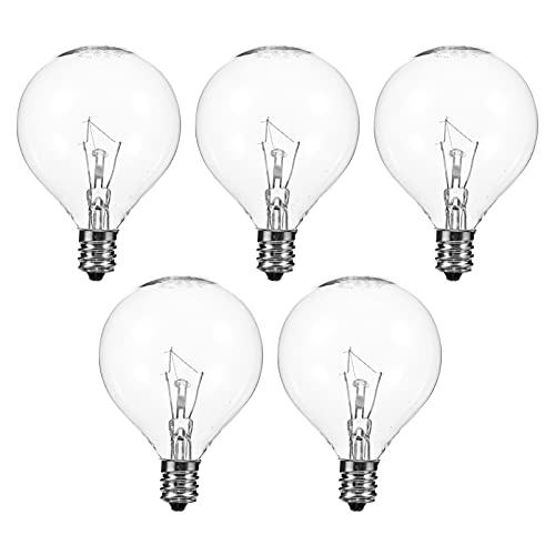 Uonlytech 5Pcs Wax Warmer Bulbs 25W Bulb Wax Melt Warmer Light Bulbs Fragrance Burner Replacement Light Bulbs Globe for Wax Diffuser Candle Warmers G50 E12