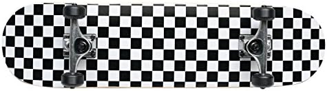 Yocaher Checker White Complete Skateboard - 7.75" x 31.5"
