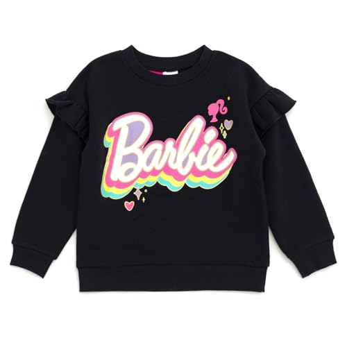 Image of Barbie Girls' 2-Piece Fleece Sweatshirt and Joggers Set Toddler to Big Kid