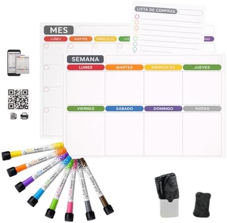 Magnetic Calendar Fridge A3 Reusable | Weekly and Monthly Planner...
