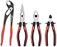 KS Tools 115.1004 ERGOTORQUE Zangen-Satz, 4-teilg, Diagonal-Seitenschneider 160 mm, Kombinationszange 180 mm, Telefonzange 180 mm, Wasserpumpenzange 240 mm (10“), 2-Komponentengriff, mit Schneide, matt verchromt Schwarz