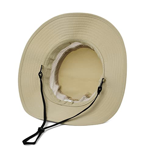 Jangoul Men Outdoor Mesh Sun Hat Wide Brim Sun Protection Hat Fishing Hiking Hat (Khaki, 7 3/4) #TOP2