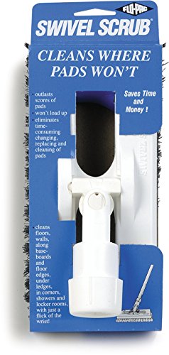 Image of SPARTA 363883103 Plastic Block Swivel Scrub Brush, Polyester Bristles, 1 inch Bristle Trim, 8 inch Length x 3-1 /2 inch Width, Black /White