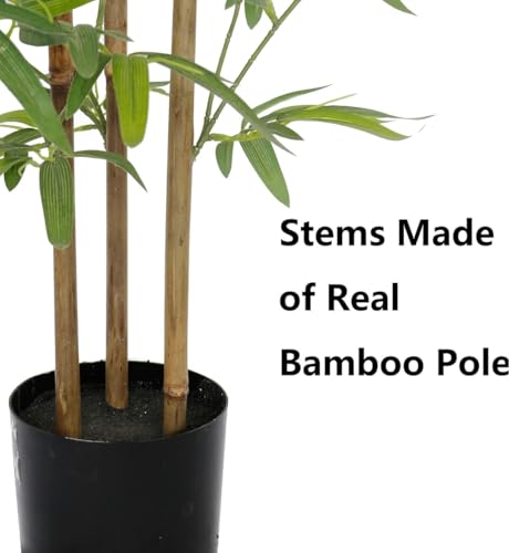 Image of VRB Dec 1 Pcs (4 FT) Artificial Plants with Pot Plants Leaves Tree Tropical Bougainvillea Faux Areca Plants Indoor Real Touch Monstera,Banana Plant for Home /Decor (Artificial Bamboo Plant with Pot)