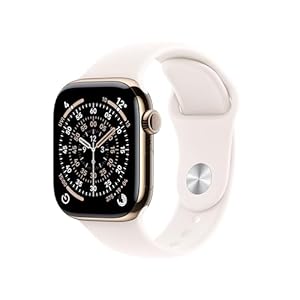 Apple Watch Series 11 GPS + Cellular 42 mm Smartwatch mit Titangehäuse in Gold und Sportarmband in Blassrosa (M/L), Schlafindex, Fitnesstracker, Gesundheitsüberwachung, Always-On Display, Wasserschutz