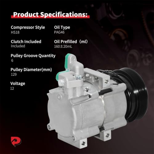 Image of PHOBOOS A /C compressor with Clutch Compatible with Hyundai Santa Fe 2001-2006 V6 2.7L, Sport Utility, Fast Cooling, Low Noise, Easy Installation, Ref.CO-10957C