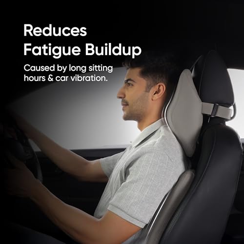 Image of Frido Premium Car Comfort Bundle with Memory Foam Neck Rest, Lumbar Backrest and Wedge Seat Cushion Set of 3, Ergonomic Neck Back and Tailbone Support for Long Drives and Daily Commutes | Ivory
