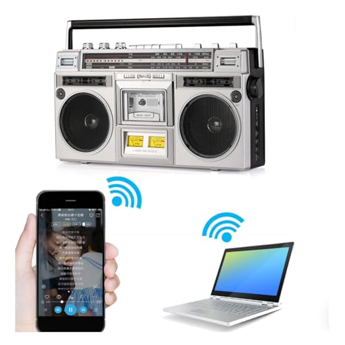 Boombox portatile - Lettore CD, cassette e radio stereo Bluetooth con ingresso SD/USB e registratore a nastro, per riunioni di famiglia e viaggi