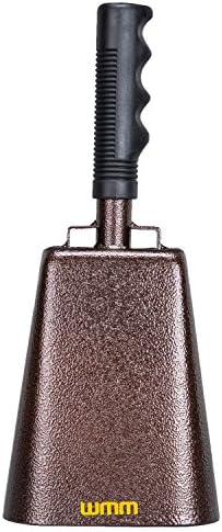 12 Inch Steel Cowbell with Handle Cheering Bell for Sports Events Large Solid School Bells & Chimes Percussion Musical Instruments Call Bell Alarm(Copper)
