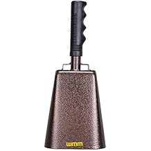 WMM 12 Inch Steel Cowbell with Handle Cheering Bell for Sports Events Large Solid School Bells & Chimes Percussion Musical Instruments Call Bell AlarmCopper