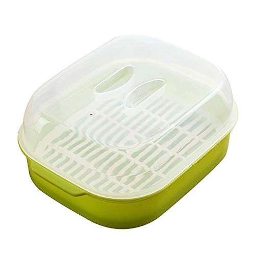 Microwave Oven Steamer Cook Container With Lid Plastic For Steamed Bread Bun Dumpling Fish Kitchen Utensil (Green) #TOP2