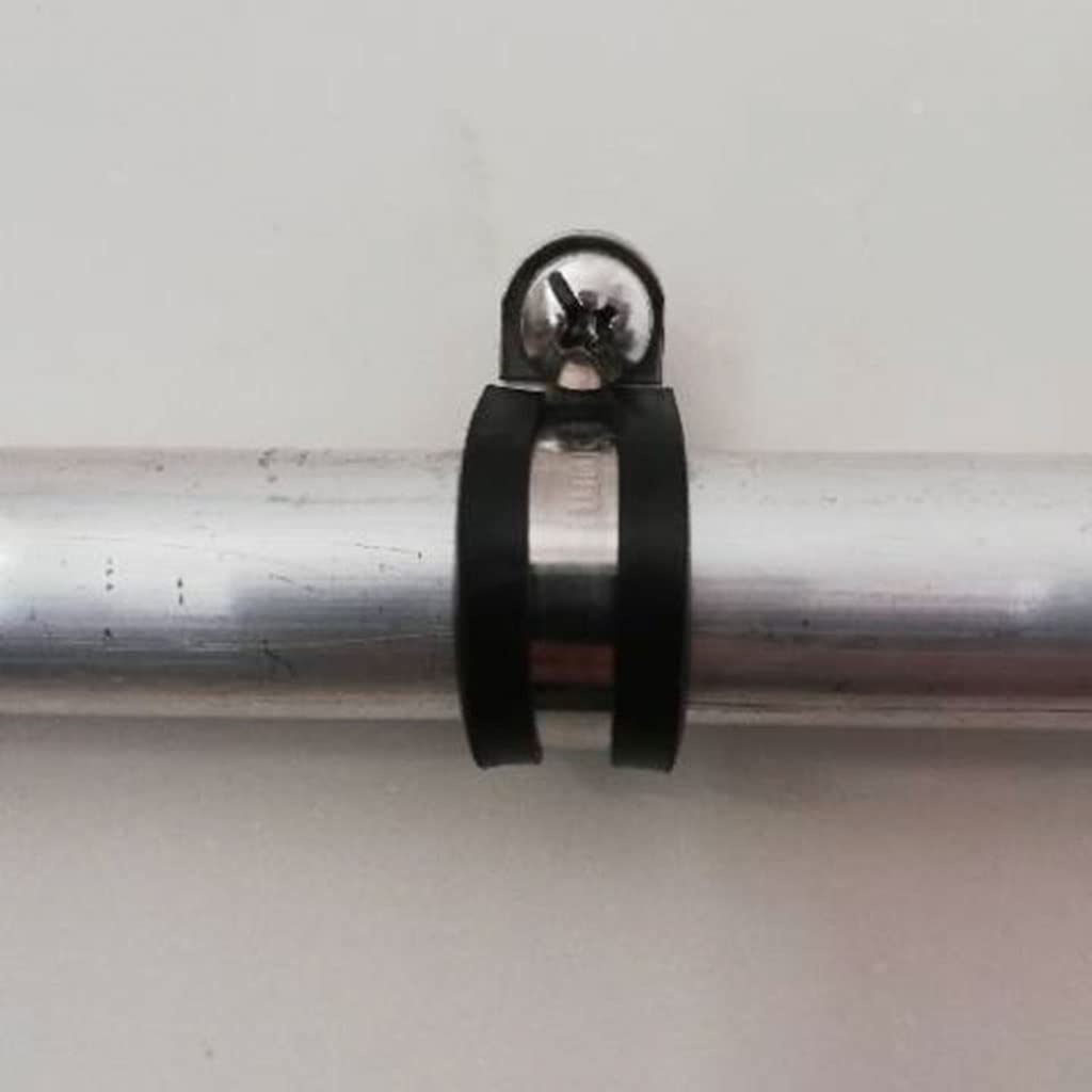 2 clip a P in acciaio inox 304 rivestite in gomma, fascette regolabili per montaggio sicuro di cavi e tubi flessibili (32 mm)
