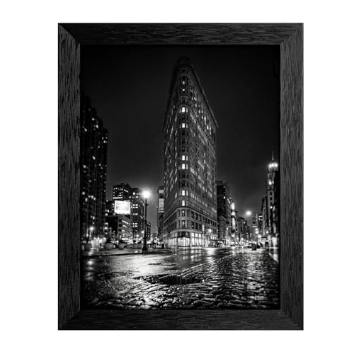 Framed Canvas Wall Art Noir Film Photography Flatiron Building Rainy