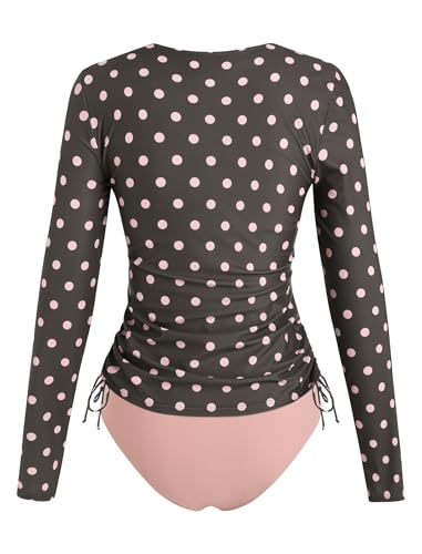 Image of ZAFUL Women's Long Sleeve Rash Guard UPF 50+ Sun Protection Surf Swim Shirts Drawstring Tankini Swimsuit