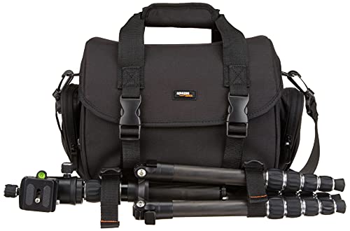 Amazon Basics Large DSLR Gadget Bag with Multiple Compartments, Pockets, Shoulder Strap, Black with Orange Interior by Amazon Basics - Image 5