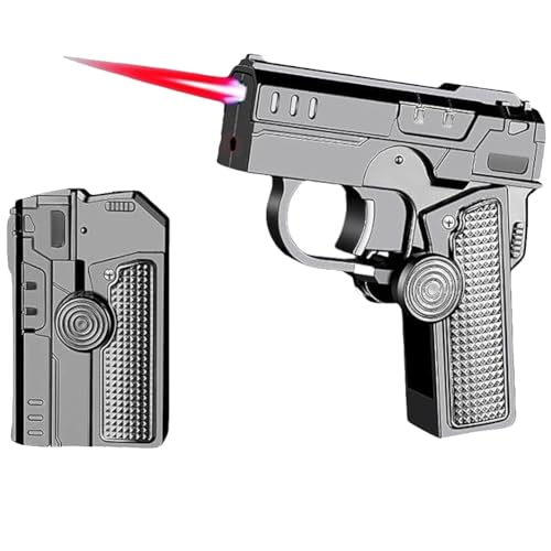 Multi-Functional Foldable Windproof Lighter, Refillable Butane Fuel Creative Shaped, Decompression Loading, Fidget Spinner Gift-Ready Box, Cool Butane Lighter for Men, Home Office(Black)