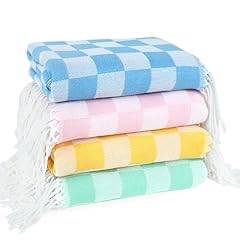 4 Pack Plaid Blue Pink Yellow Aqua