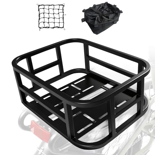 Large Rear Bike Basket with Cargo Net and Cover