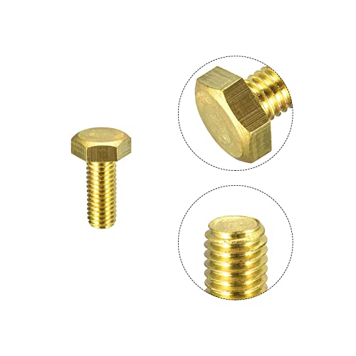 Image of uxcell Brass Hex Bolts, M8x20mm 3pcs Fully Thread Grade 4.8 Solid Brass Hexagon Head Bolt Machine Screws for Machinery
