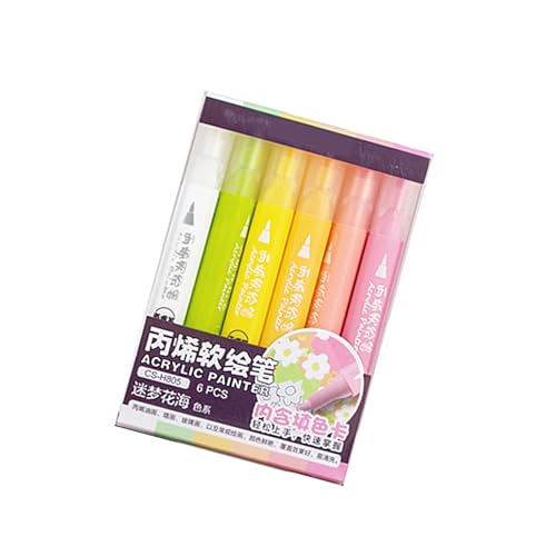 6 色アクリルペイントマーカーペイントペンブラシ先端描画カード作成スクラップブッキングジャーナルぬりえブックマーカーガラス絵画用