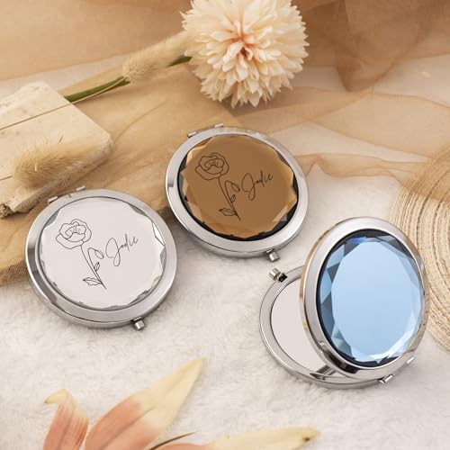 Espejo Compacto Espejo de Maquillaje Personalizado Regalos para Mujeres Su Vanidad Plegable de Viaje Espejo Redondo de Bolsillo f Espejo Cosmético de Doble Cara de Aumento sin Distorsión