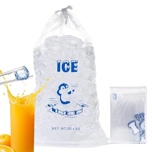 Krujecnt Borsa per cubetti di ghiaccio, Borse per ghiaccio con coulisse,Borsa di ghiaccio resistente da 10 pezzi con coulisse | Sacchetti di ghiaccio vuoti addensati, sacchetti di conservazione del