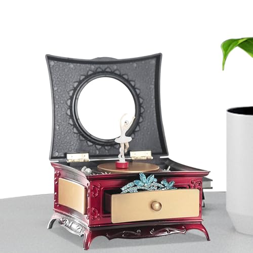 Joyero de bailarina para niñas, organizador de joyas de bailarina para niñas y adolescentes, caja para niños con cajones extraíbles, espejo de cristal, arte de acuarela y figura para