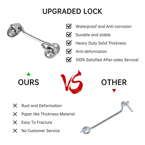2 Stück Riegel Tür, Riegel Türschloss, Riegel Tür Edelstahl, Türhaken Tür Riegel Fenster Fang Kabine Tür Sperren Fensterhaken für Tor, Garage, Zaun, Fenster oder Schuppen (10 cm/4 Zoll)