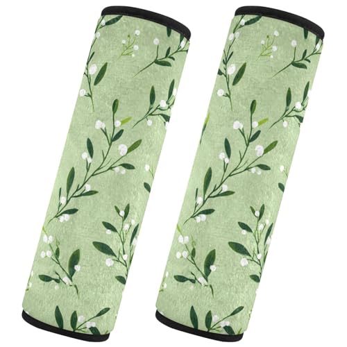 Image of 2 Pack Seatbelt Covers Seat Belt Cover Pad for Adults Boys Girls Car Seat Strap Covers Pads Cushion Universal Shoulder Strap Pad Protector for Backpack Camera Bag 10x7.7Inch Green Branches and White B