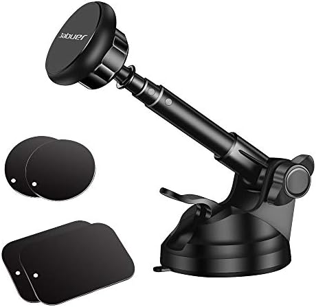 Magnetic Phone Car Mount, Jabuer Phone Holder for Car Dashboard and Windshield with 6 Strong Magnets and Metal Telescopic Arm, for iPhone Xs Max/XR/XS/X/8/7/6/6S, Galaxy S9/S8/S7/Note9/Note8 and More