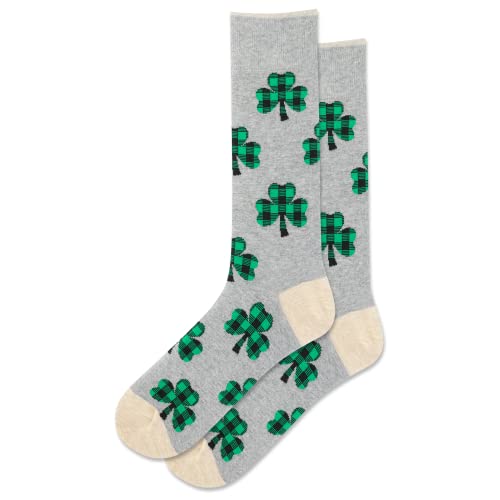 Hot Sox Men's Plaid Clover Socks 1 Pair, Grey Heather, Men's 10-13 Shoe