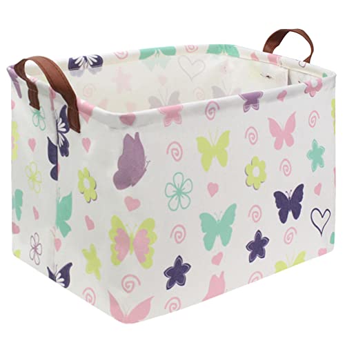 Image of FXOCSHE Rectangular Baby Girl Basket,Butterfly Basket,Toy Gift Organizerm,Kids Storage Bin,Girls Room Decor,Books Baskets,Toys Box,Gift Baskets(Butterflies)