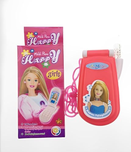 Image of Happy Girls Musical Flip Phone Toy for Girls Age 3+ Years | Kids Pretend Play Mobile Phone with Light, Sound & Melody | Educational Toy Mobile (Music Flip Phone Pack of 12)