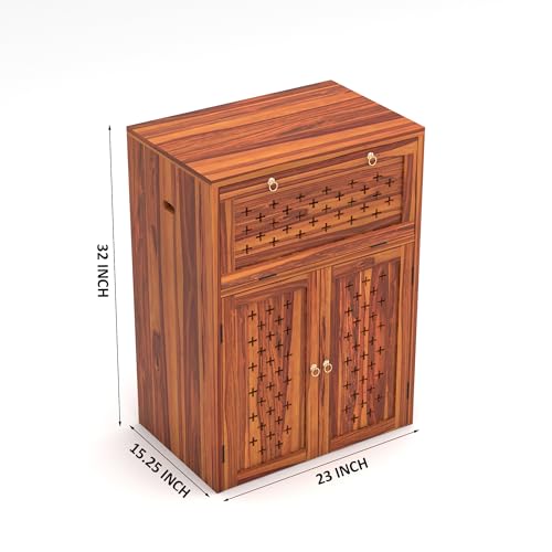 Image of Solid Wooden Inverter Battery Cabinet | Single Battery Box | Wooden Inverter Battery Cabinet | Battery Box | Sheesham Wood, Standard (Natural)