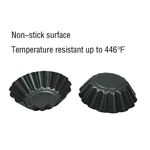 Proshopping 12 Packs Egg Tart Pan, Non-stick Carbon Steel Egg Tart Molds,Tartlet Tins,Mini Pie Mould, Muffin Cupcake Pudding Baking Cup Maker - for Pies, Chinese Egg Tart, Cakes (Biger Size 3"x 0.9")