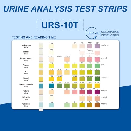 Anseom 100 Stück Urin Teststreifen, Haustier Ketose Teststreifen für 10 Indikatoren, Schnelltest Urinanalysestreifen, Reagenzstreifen Haushalt für Katzen und Hunde