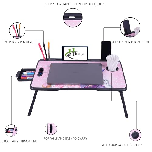 Image of Study Table Bed Table Premium Laptop Table /Foldable and Portable Wooden /Writing Desk for Office /Home /School (B BAR)