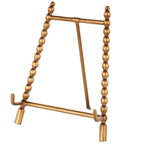 Deco 79 Metal Abstract Display Easel Wide Tabletop Easel, Display Stand 9" x 8" x 11", Gold