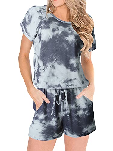 Anrabess Women's Summer Crewneck Casual Loose Short Sleeve One Piece Jumpsuit Rompers Outfits With Pockets 2A33Taikonghui-M #TOP14