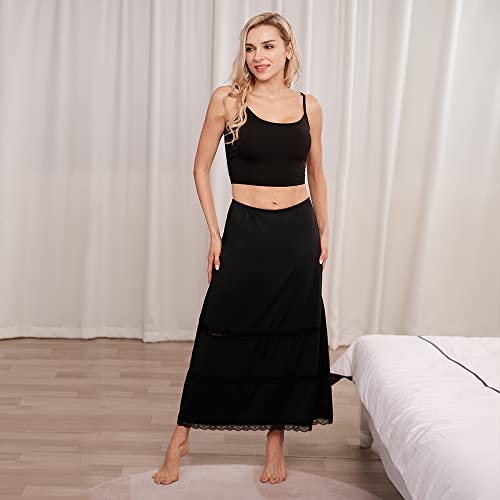 Image of MANCYFIT Half Slip for Women Under Dresses Full Length Long Under Skirt with Lace 36 inch